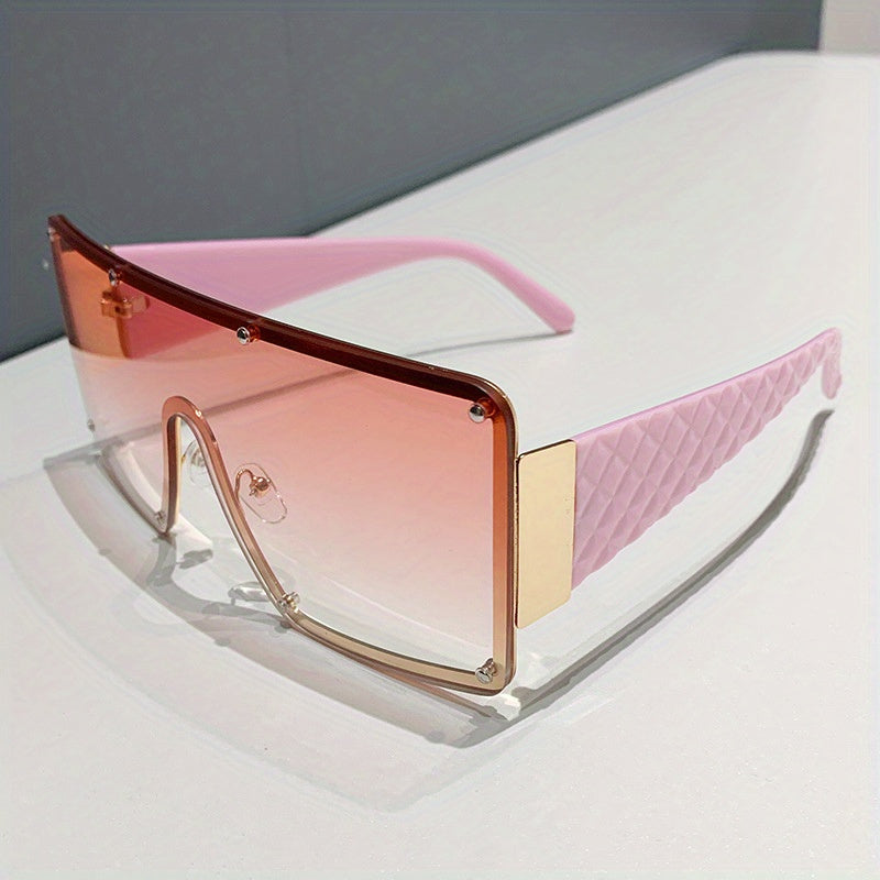 Large Frame Glasses Women Wide Brim Rhinestone Edge Accent Fashion Eyewear Elegant Statement Glasses Casual Party Daily Wear Black Gray Blue Pink Purple Tea Transparent