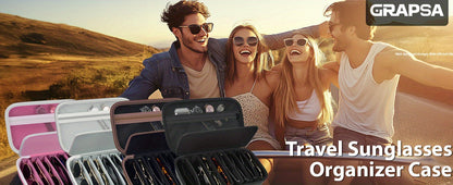 Sunglasses Organizer Case Travel Storage Bag Multi-Slot for Men Women – Portable Protective Eyewear Holder, 2 4 6 Slot & Large Options, Black Brown Grey Pink