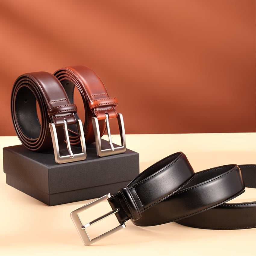 Men's Genuine Leather Jeans Belts Classic Work Business Dress Belt with Prong Buckle for Men