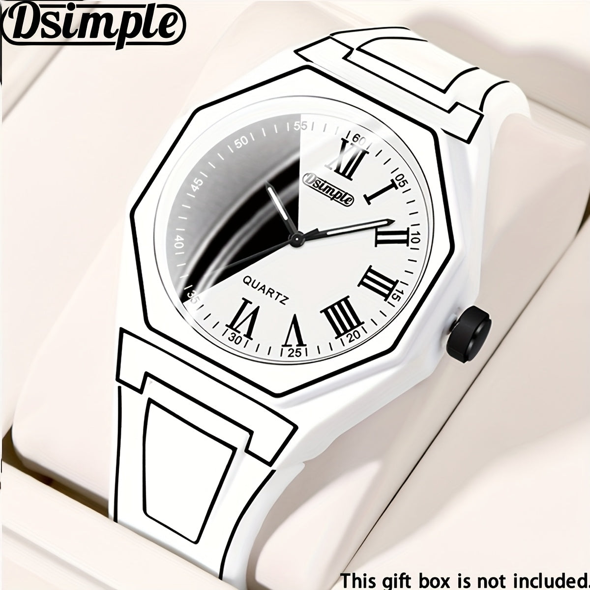 Quartz Watches for Men -1pc Modern Cartoon Minimalist Unisex Mens Watch, Silicone Strap, Black & White Dial with Geometric Patterns, Casual Watches for Men & Women, Special Occasions, Everyday Timepiece - Christmas, Halloween Gift, Reloj Para Hombre.