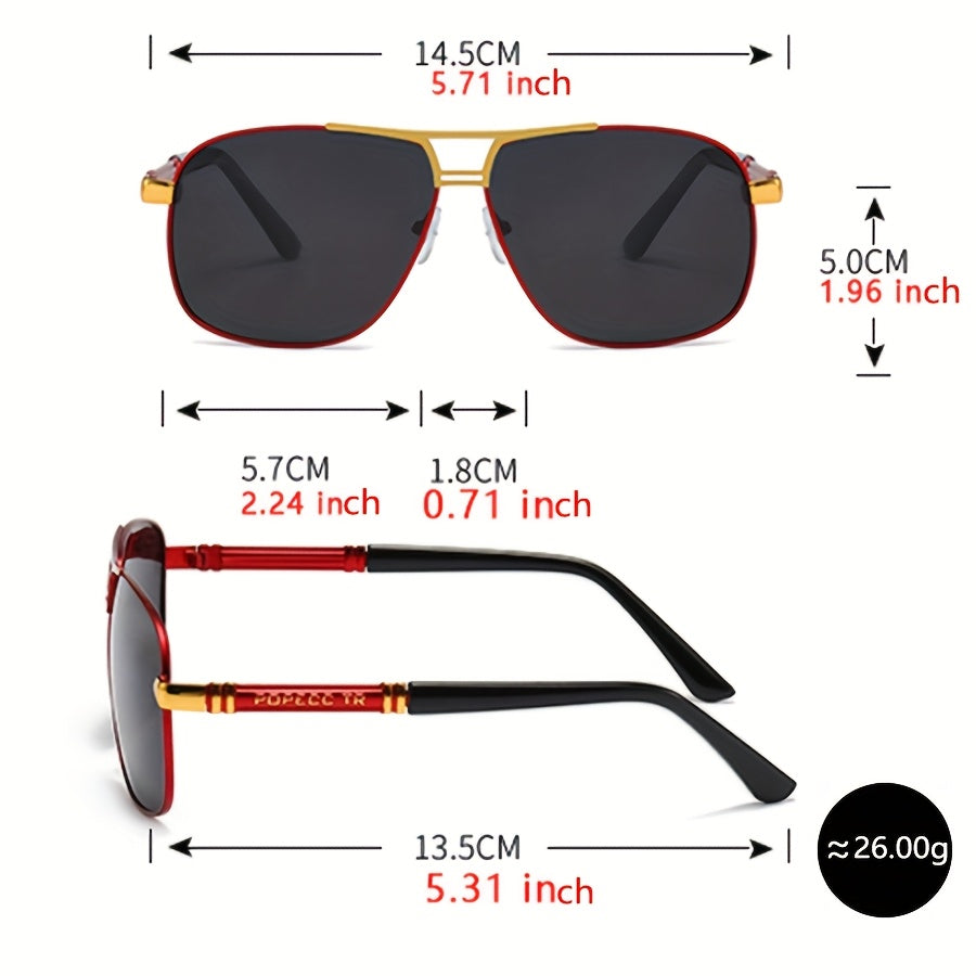 Full Rim Sunglasses Men Women Oversized 139mm+ Frame – TAC Gradient Lens UV Protection, Bold Fashion Eyewear for Formal Everyday Street Style, 4 Colors Red Black Gold Silver