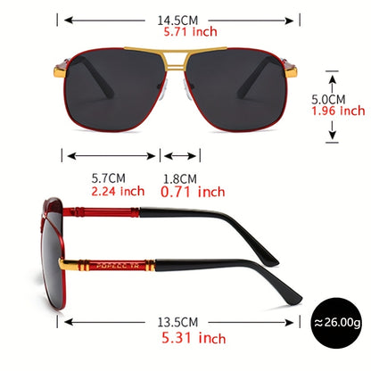 Full Rim Sunglasses Men Women Oversized 139mm+ Frame – TAC Gradient Lens UV Protection, Bold Fashion Eyewear for Formal Everyday Street Style, 4 Colors Red Black Gold Silver