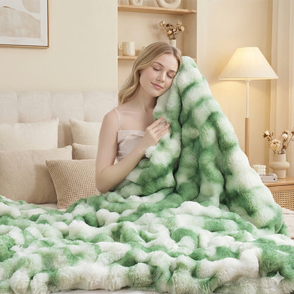 3D Faux Rabbit Fur Fleece Blanket - Double-Sided All-Season Throw – view 5