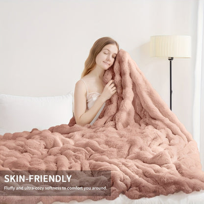 3D Faux Rabbit Fur Fleece Blanket - Double-Sided All-Season Throw – view 8
