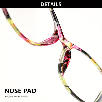 Floral Reading Glasses 9-Pack — Fashion Square Frame Hollow Design, Wide Temple, Comfortable Unisex Readers for Men & Women, Strengths +100 to +400