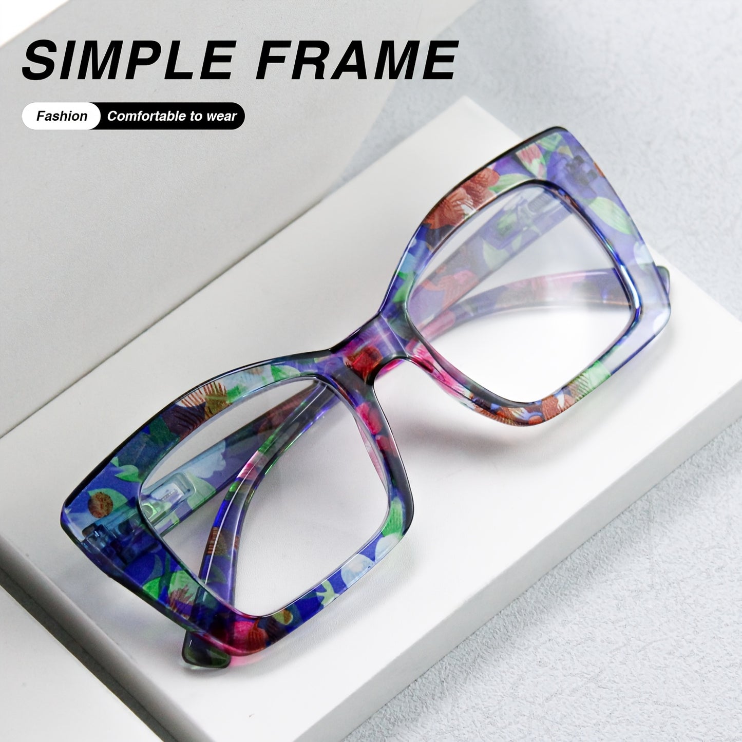 Reading Glasses for Women 7 Pack - Large Square Frame with Spring Hinges Vintage Print Design +1.0 to +4.0 Magnification, Durable PC Frame Comfortable Fit Stylish Readers for Everyday Use