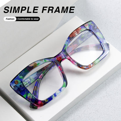 Reading Glasses for Women 7 Pack - Large Square Frame with Spring Hinges Vintage Print Design +1.0 to +4.0 Magnification, Durable PC Frame Comfortable Fit Stylish Readers for Everyday Use