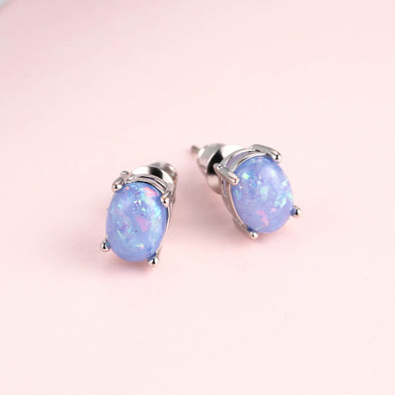 Opal Earrings S925 Sterling Silver – Black Opal Mosaic Stud Earrings for Women, October Birthstone Jewelry, Birthday & Christmas Gift for Her