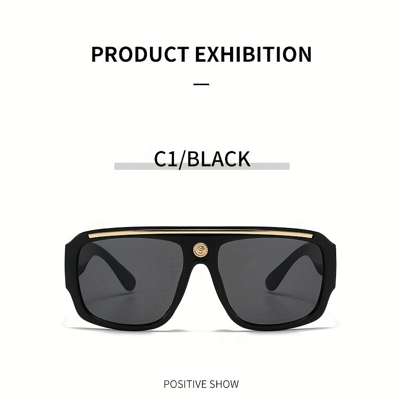 Cyberpunk Square Fashion Glasses for Men – Metal Frame Street Style Lightweight Eyewear, Trendy Unisex Shades in Multiple Colors, Luxury Polished Daily Wear Sunglasses & Gift Idea