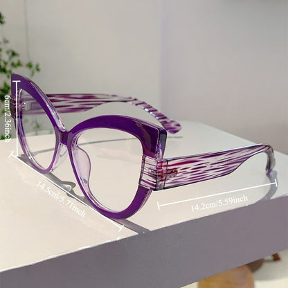Leopard Print Cat Eye Glasses Women Oversized Color Block Gradient Frame Fashion Eyewear Cute Decoration Glasses Daily Wear Parties Cruise Summer Must-Have Green Purple