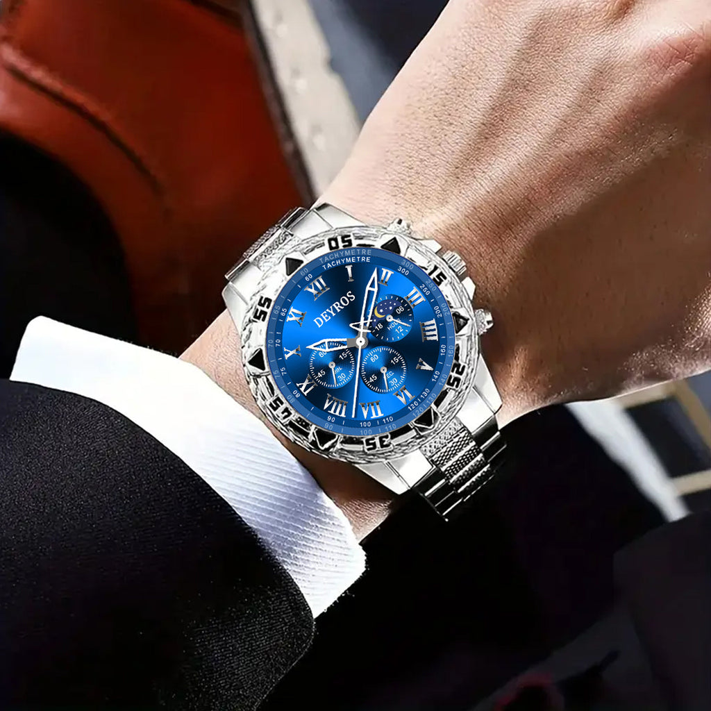 16pcs/ Set, Watches for Men, 4pcs Fashion Mens Watches Multi Color Combination Quartz Men Watches Sets Analog Wrist Watch Sets & 12pcs Mens Fashion Bracelet+Necklace+Ring Jewelry Set - Christmas, Halloween Gift, Reloj Para Hombre
