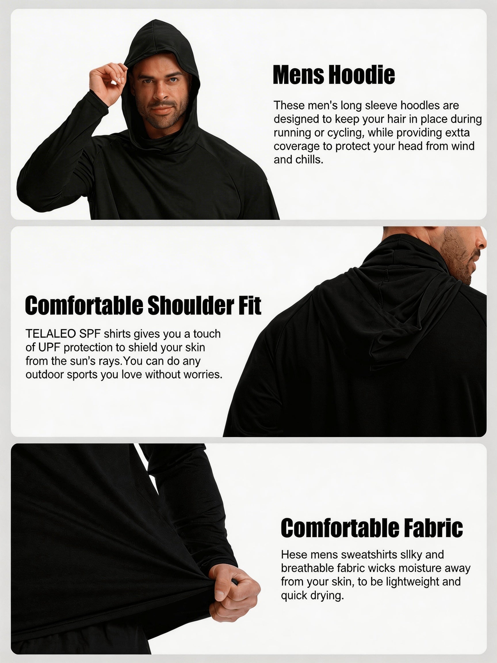 3pcs Men's Premium Hooded Shirts with Mask UPF 50 Sunblock Advanced Breathability – view 11