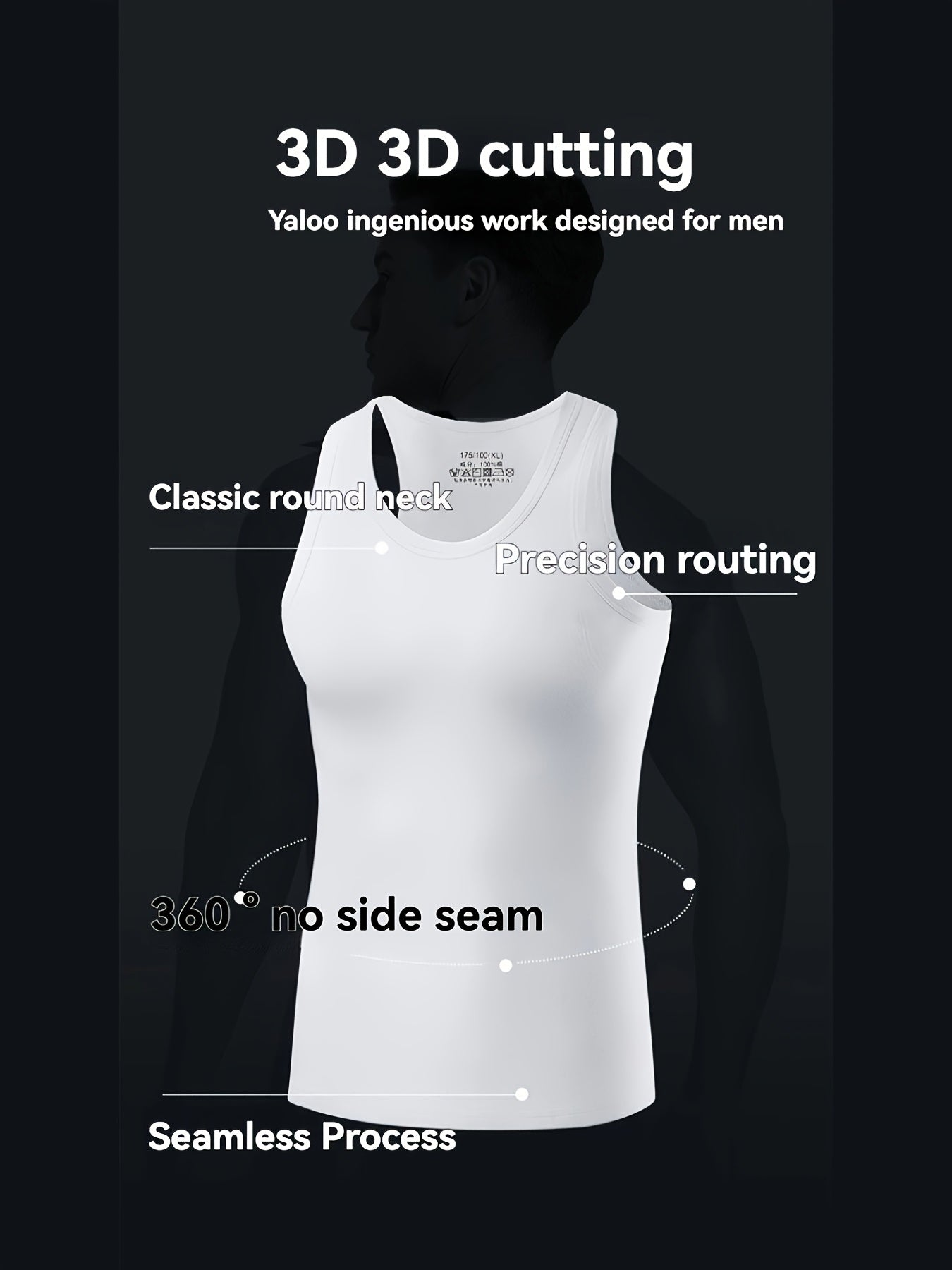 3pcs Simple Tops Pure Cotton Men's Vests And Tops Include Black White And Gray – view 9