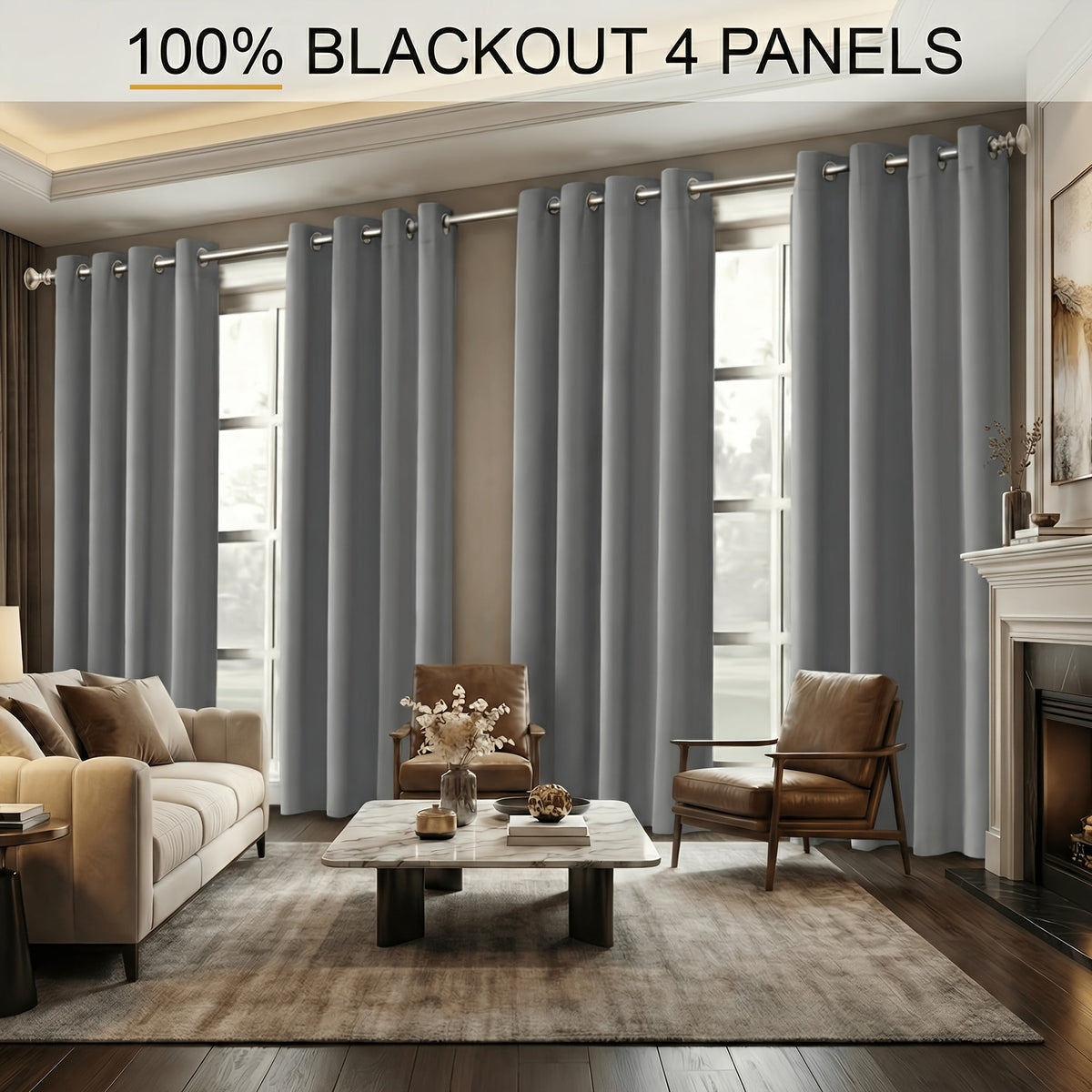 4-Piece Blackout Curtain Panels - Thermal Lining for Bedroom Privacy – Black option – view 5