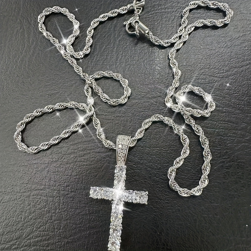 925 Silver Cross Pendant Necklace - Hypoallergenic, Luxurious, And Durable Men'S Jewelry - The Perfect Gift for Lovers, Friends, And Rappers, Suitable for Banquets, Parties, And Special Occasions