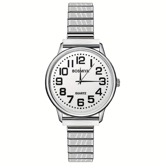Women's Analog Quartz Elastic Watch, Stretch Wristwatch, Round Case, Expandable Strap, Large Arabic Numerals Scale Dial, Clear And Easy to Read, Suitable for Daily Casual Business Wear, Birthday Christmas Gift