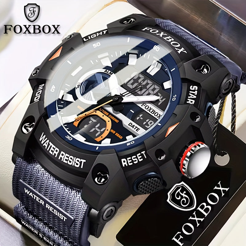 2025 Newest FOXBOX LED Quartz Electronic Watch with Night Light, Multi Functional, Outdoor, Hiking, Sports Style, Easy And Fashionable Multi Functional Electronic Men'S Watch, Men'S Digital Watch, Sports Timer, Fashion Style, Minimalist Watch