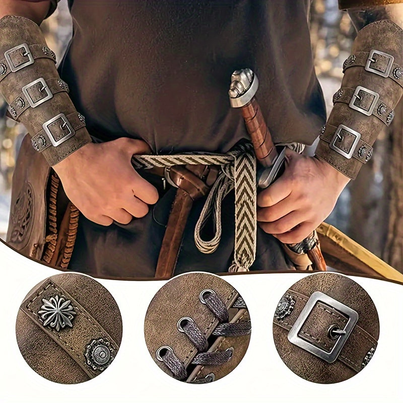 Medieval Knight Wrist Guards Handcrafted Cosplay Armor Bracers Halloween Stage Performance Costume Accessories for Men Women