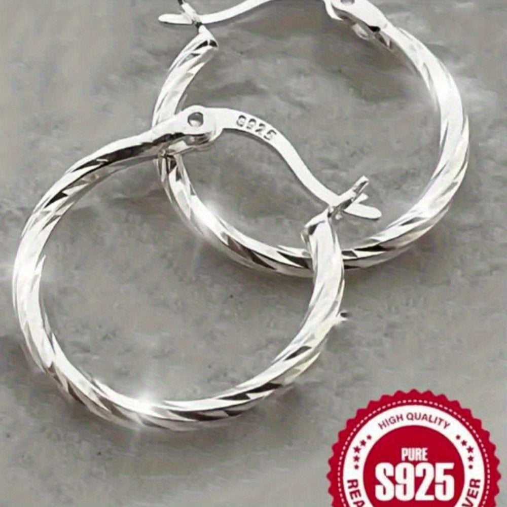 [Luxurious Geometric Earrings] 2 Pairs of S925 Silvery Earrings - Luxurious, Sexy, Classic Geometric Twist Design Jewelry, Perfect for Holiday Gifts, Great for Mothers, Sisters and Friends, Best for Christmas