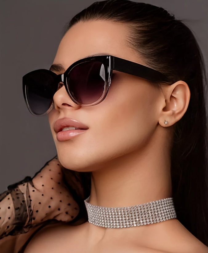 Summer Must Haves, Stylish Retro Cat Eye Oversized Gradient Fashion Glasses for Men and Women, Perfect for Beach, Vacation, Travel, and Cruise, Trendy Fashion Accessories