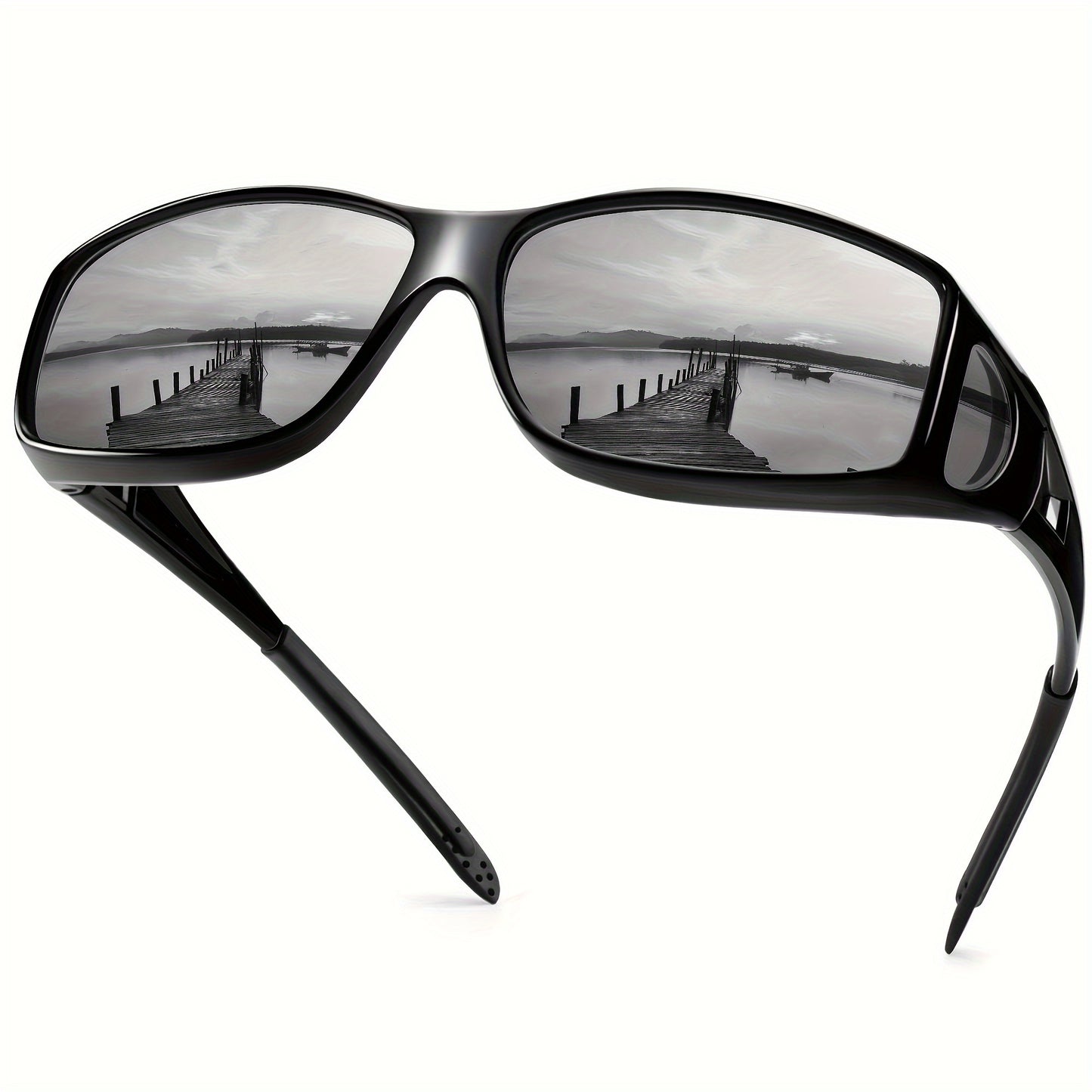 Rectangular Fashion Sunglasses Unisex Fit-Over Prescription Glasses Multi-Color Mirrored Gradient Lenses for Men and Women Stylish Everyday Eyewear