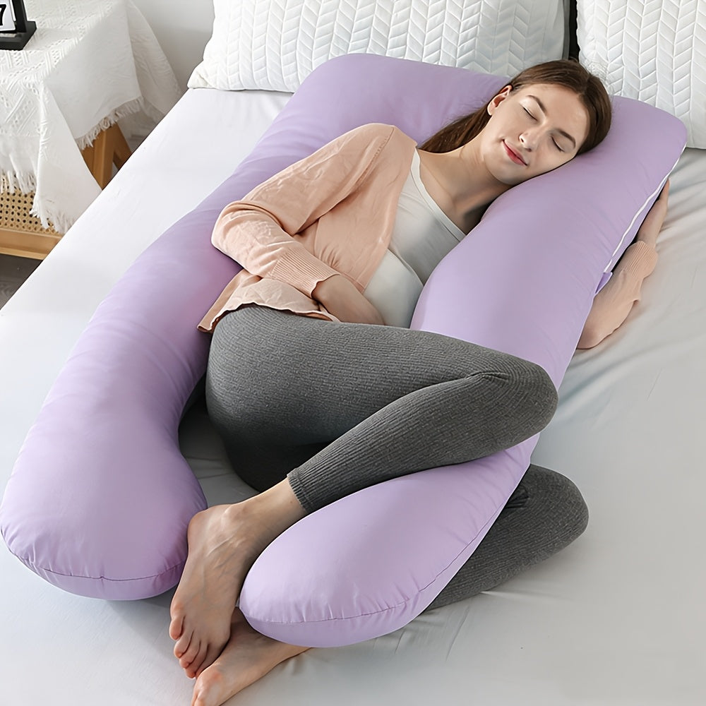 43-Inch Cooling J-Shaped Pregnancy Pillow - Washable Cooling Velvet Cover – view 3