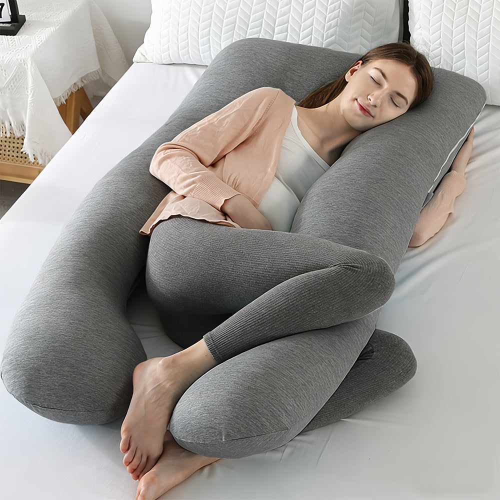 43-Inch Cooling J-Shaped Pregnancy Pillow - Washable Cooling Velvet Cover – view 5
