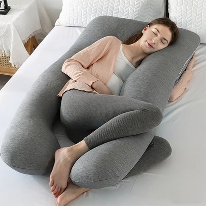 43-Inch Cooling J-Shaped Pregnancy Pillow - Washable Cooling Velvet Cover – view 5