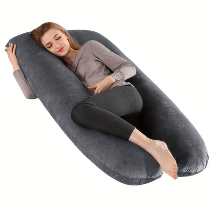 43-Inch Cooling J-Shaped Pregnancy Pillow - Washable Cooling Velvet Cover – view 9