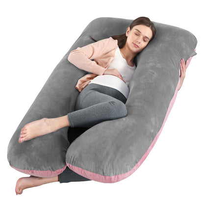 43-Inch Cooling J-Shaped Pregnancy Pillow - Washable Cooling Velvet Cover – view 16