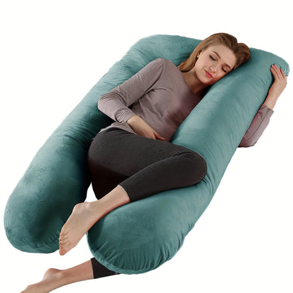 43-Inch Cooling J-Shaped Pregnancy Pillow - Washable Cooling Velvet Cover – view 19