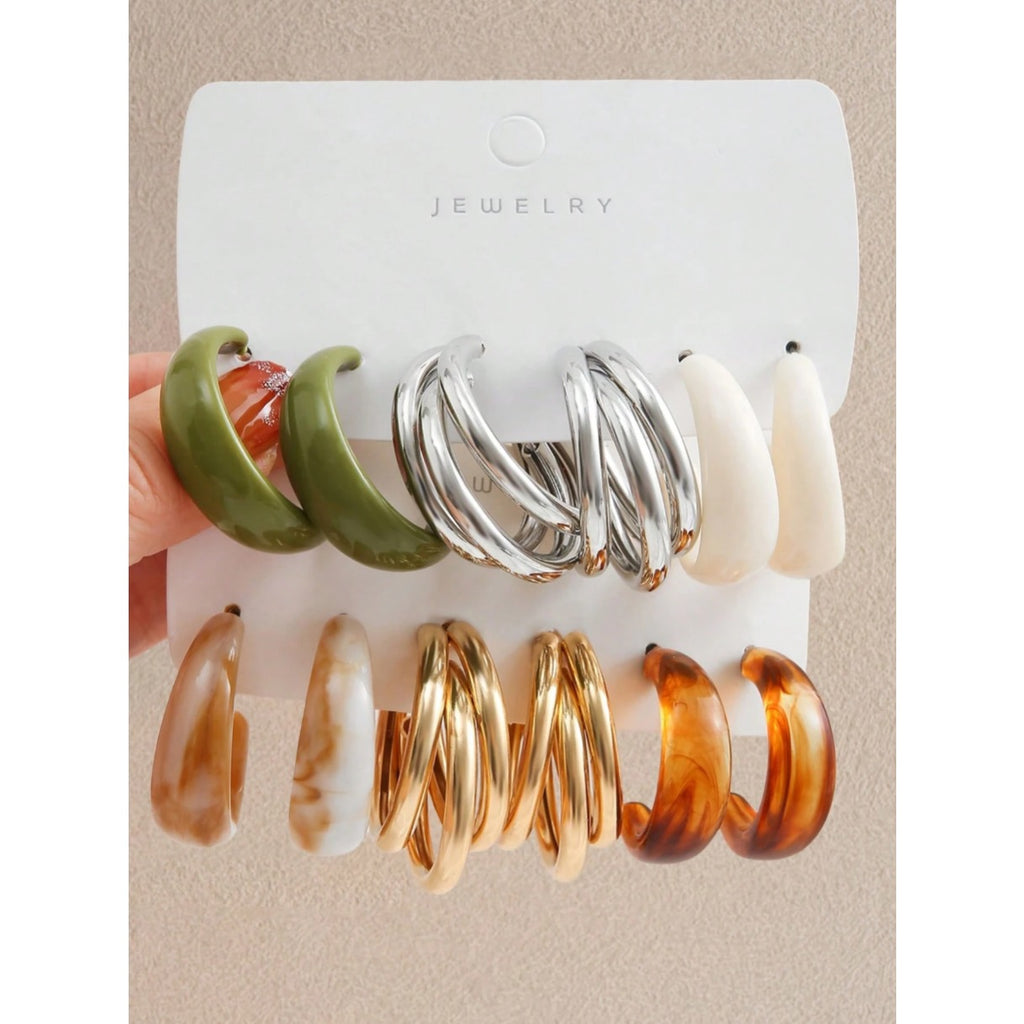 Random 20/30pcs Colorful Multi-style Geometric Earring Sets, Versatile Fashion Accessories for Women Daily Commute, Dates And Parties