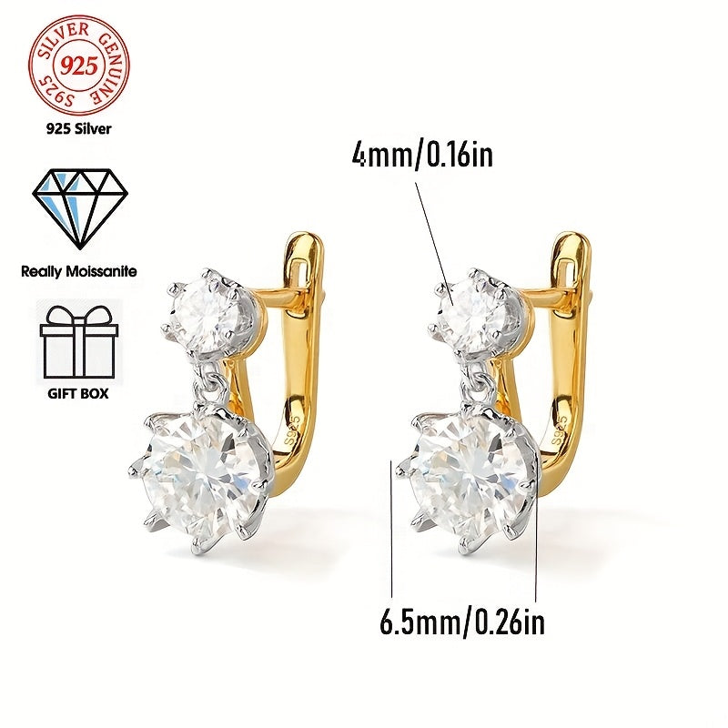 S925 Sterling Silver Screw Back Stud Earrings - Hip Hop Gold Ear Studs for Women & Men, Secure Screw-Back Setting, Perfect for Wedding, Birthday & Anniversary Gift