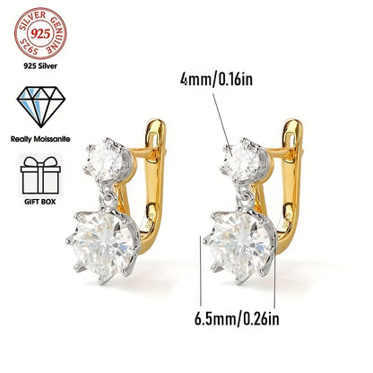 S925 Sterling Silver Screw Back Stud Earrings - Hip Hop Gold Ear Studs for Women & Men, Secure Screw-Back Setting, Perfect for Wedding, Birthday & Anniversary Gift