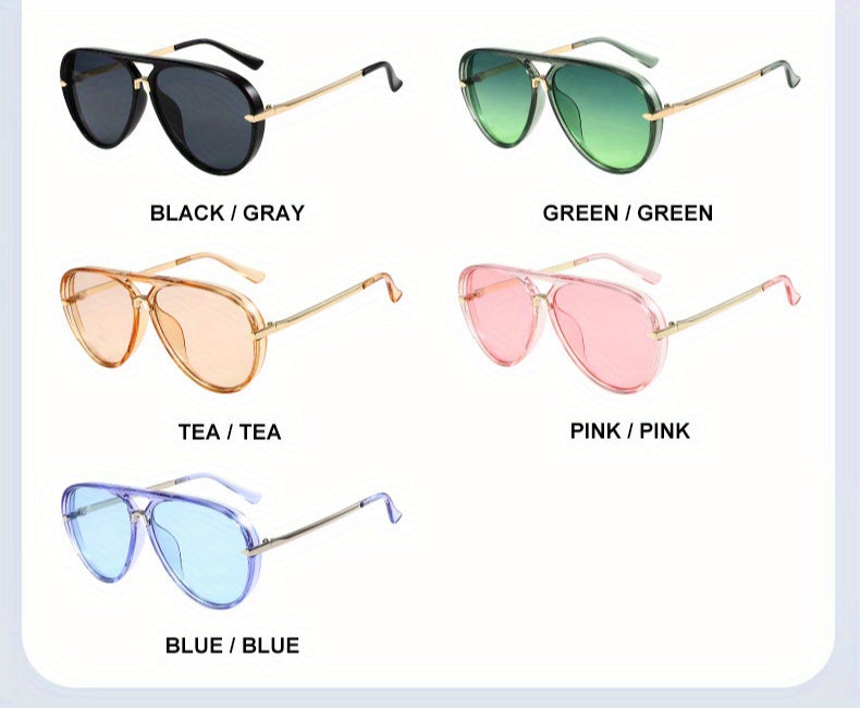 Double Bridge Sunglasses for Men Women - Retro Vintage Frame Trendy Unisex Shades with Glasses Case, UV Protection Lightweight Design for Cycling Street Style Party Photography Everyday Fashion