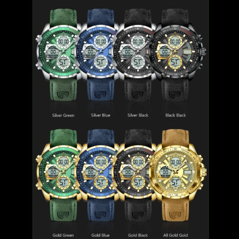 [Sleek Stylish Watch] The POEDAGAR Men's Watch Features a Sleek And Stylish Design Suitable for Casual Attire, Equipped with a Quartz Movement, Alarm Clock, Calendar, And Waterproof Capabilities, Offering Both Analog And Digital Displays