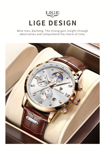 Sport Waterproof Chronograph Watch for Men – Luminous Quartz Calendar Wristwatch, Casual Athletic Timepiece, Gift for Him or Her
