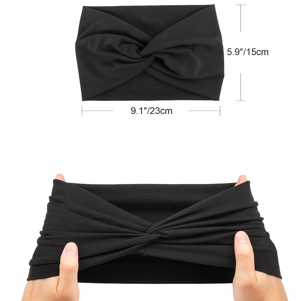 8pcs Mother Gift Wide Knot Headband Non-Slip Wrap Elastic Yoga Headband Fashion Headband - Solid Color, Sunflower Sports Headband Non-Slip Knot - Fashion Soft Headband Headwear for Women'S Daily Use