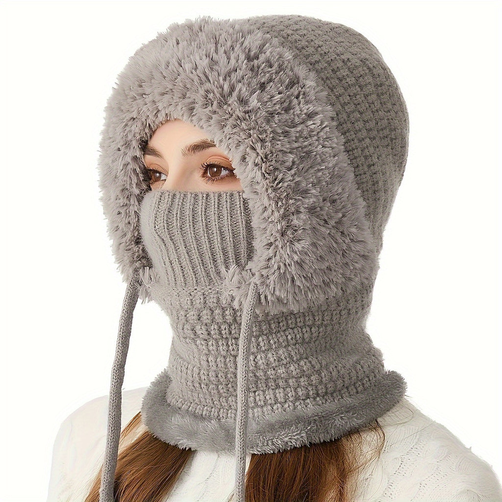 Winter Ladies Scarf One Hat, Three-In-One Winter Ladies Plush Hat, Easy And Warm, Suitable for Winter Daily Shopping, Holiday Travel, The Perfect Gift, Christmas Gifts