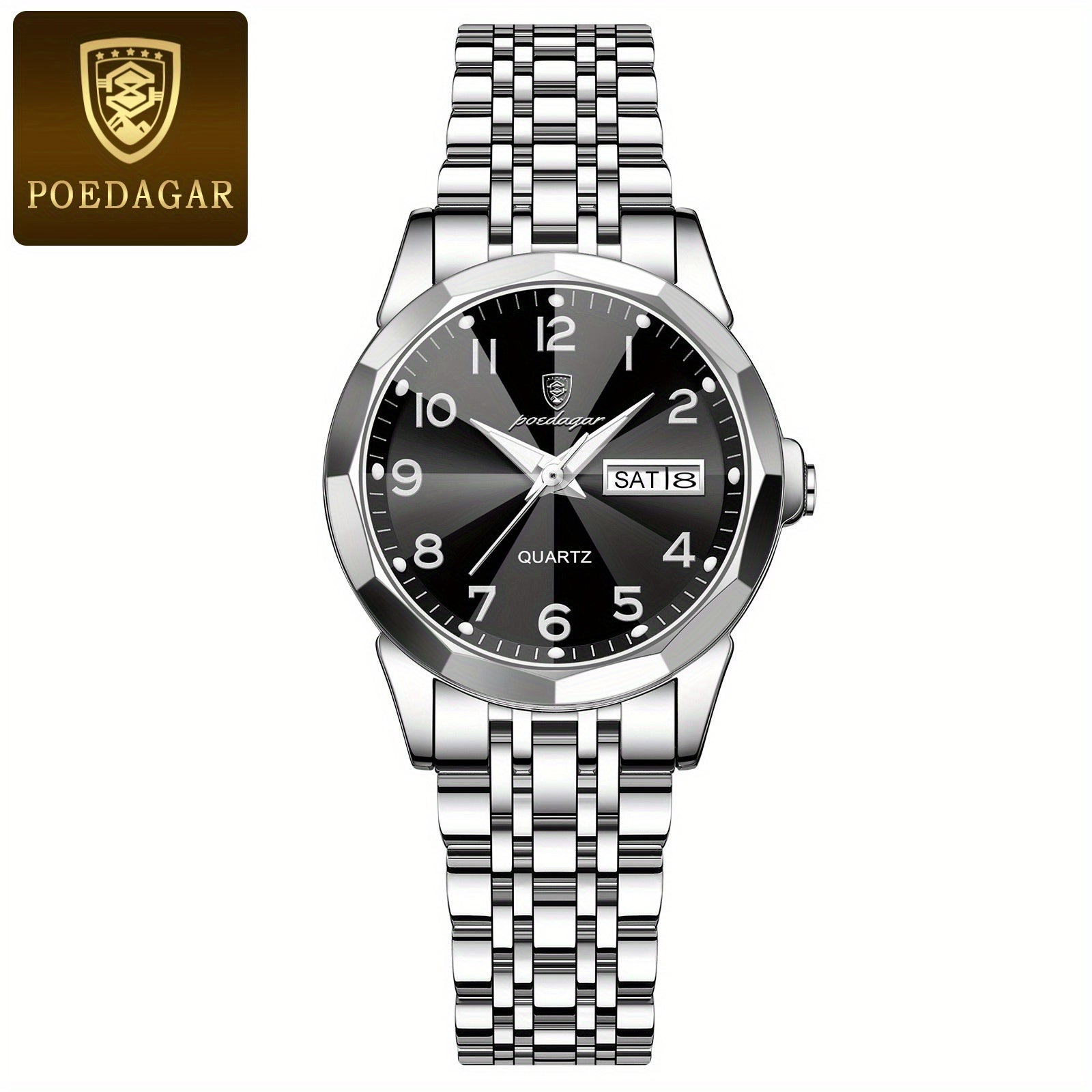 POEDAGAR 3078 Ladies' Fashion Watch, 3ATM, Casual Style, Stainless Steel Band