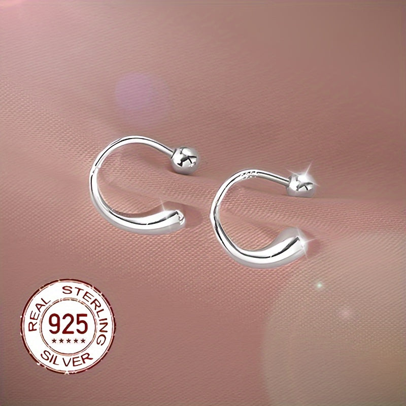 S925 Sterling Silver Teardrop Earrings with Screw-Back — Minimalist High-End Stud Earrings for Women | Versatile Casual, Vacation & Gift Jewelry in White Gold