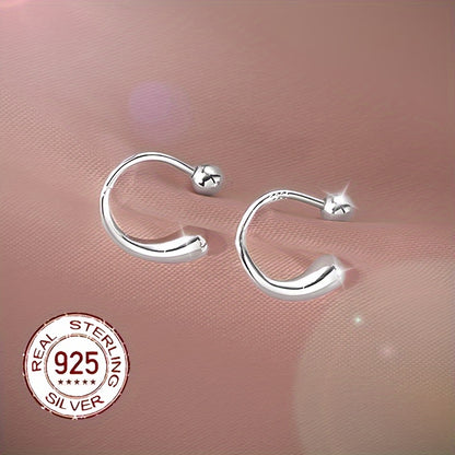S925 Sterling Silver Teardrop Earrings with Screw-Back — Minimalist High-End Stud Earrings for Women | Versatile Casual, Vacation & Gift Jewelry in White Gold