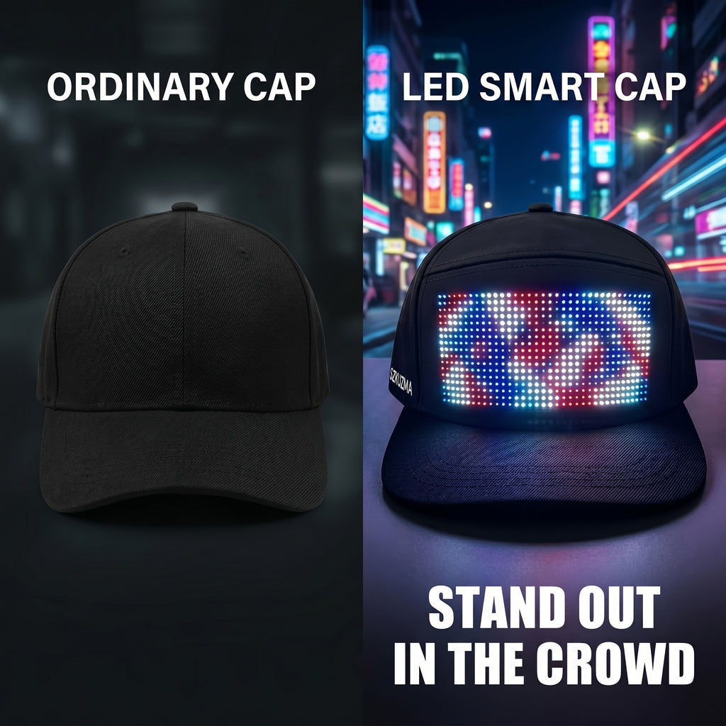 [Ideal Gift] New LED Light-Up Hat, Smart App Programmable Scrolling Message Cap, 16×32 Display Supports US Flag & Text Upload, Breathable Unisex Light-Up Accessory, Novelty Ideal Gift for Teens, Must-Have for Anniversaries, Holiday Parties & Events