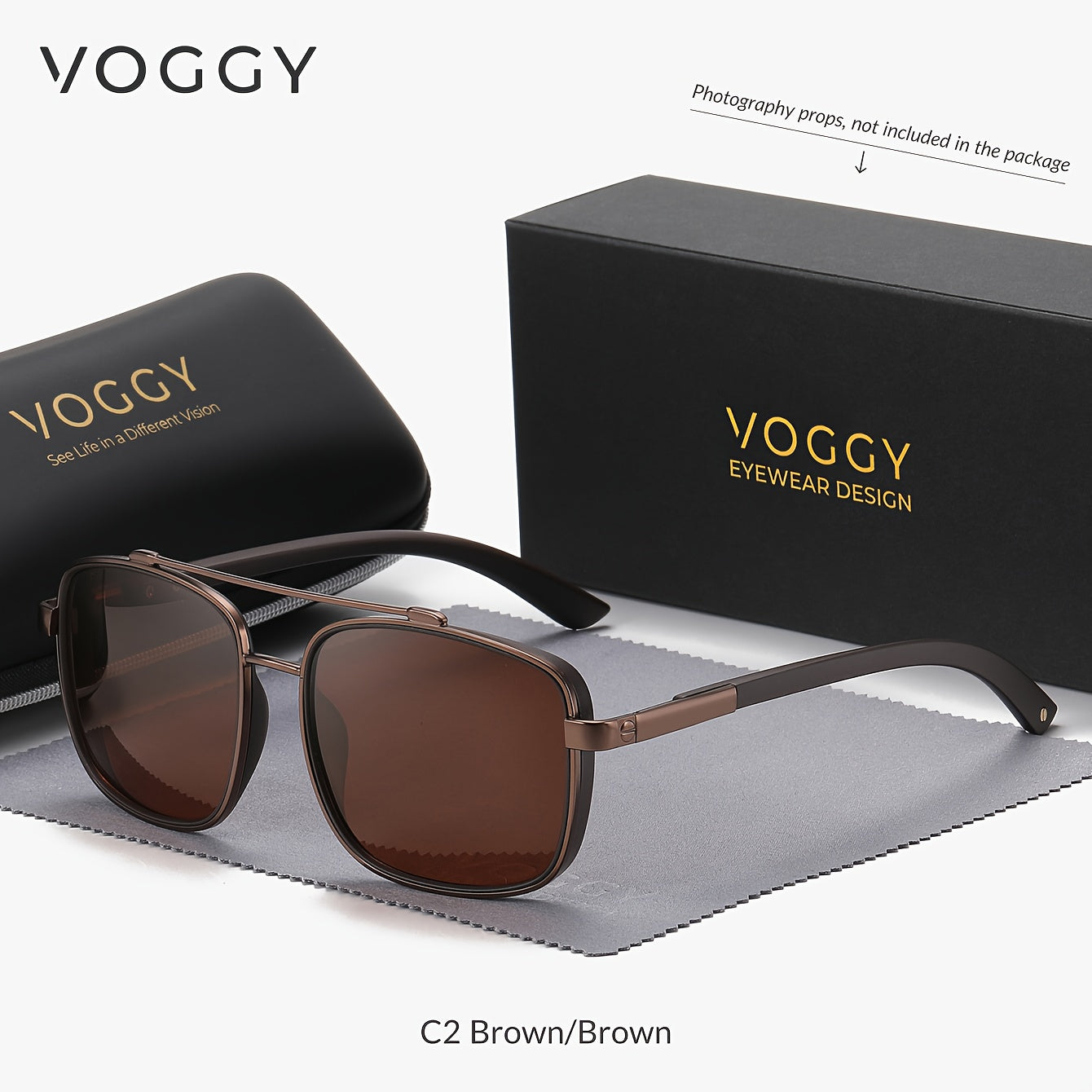 VOGGY Fashion Easy Retro Pilot Metal TR90 UV Protection Polarized Glasses, Men And Women Driving Outdoor Riding Fishing Holiday Party Decoration Props Gifts