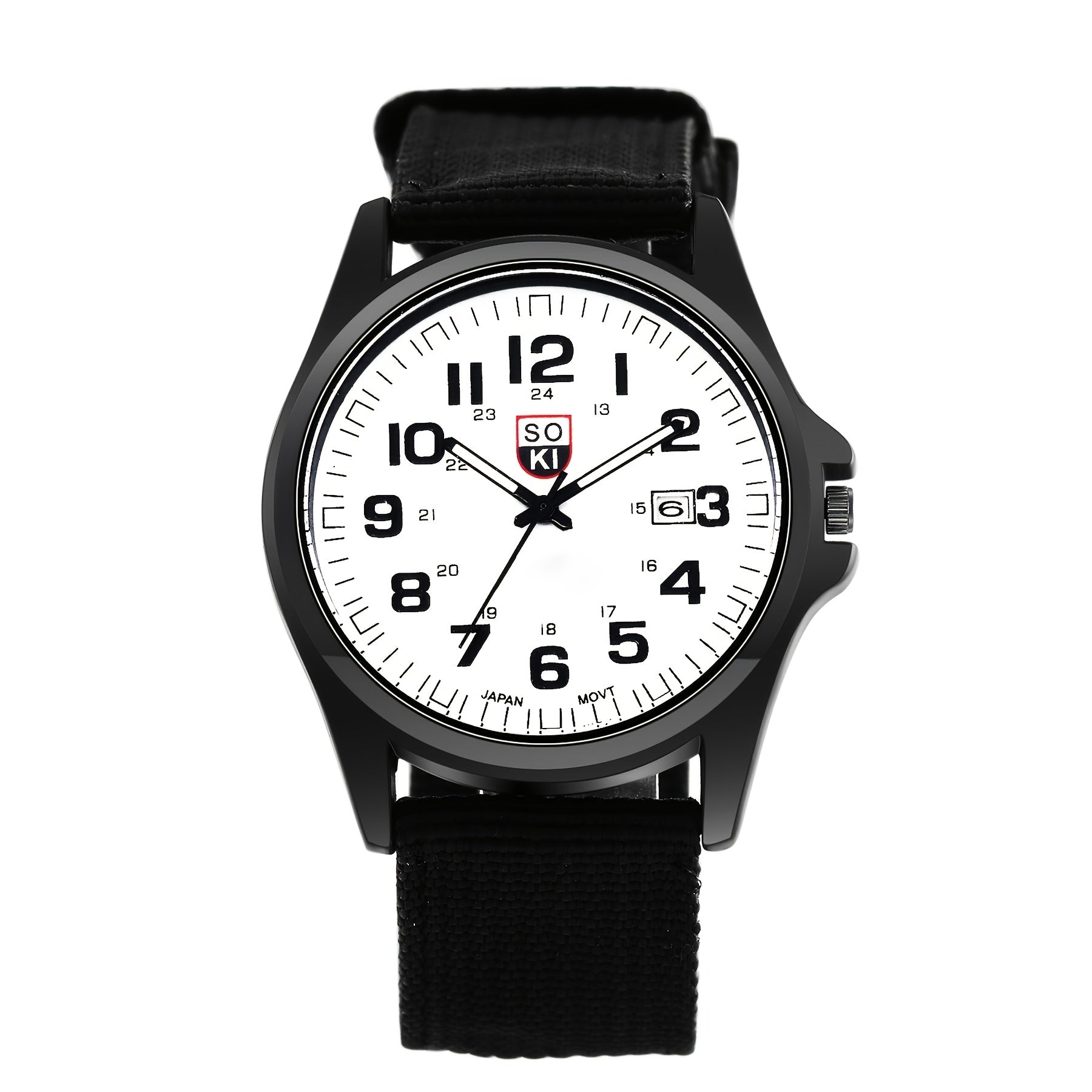 Casual Minimalist 24-hour Digital Calendar Luminous Dial Analog Strap Quartz Watch