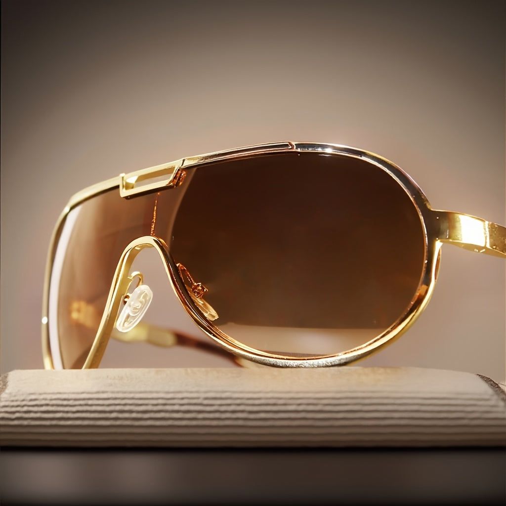 Unisex Retro Sunglasses - Oversized Vintage Frame, Protection, Metal Hinges & Anti-Glare Lenses, Includes Case - Streetwear Fashion Accessories for Men & Women, Trendy Eyewear