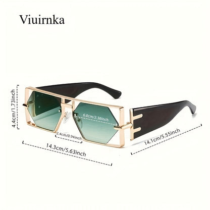 Oversized Square Sunglasses UV400 Hollow Metal Frame - PC Lens Trendy Exaggerated Fashion Eyewear Women Men Beach Vacation Travel 4 Colors
