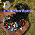 40pcs hybrid natural stone cross pendant- 20pcs stylish cross pendant with 20pcs adjustable black imitation leather necklace, quartz imitation gem jewel for DIY necklaces, bracelets and earrings, for Teenager