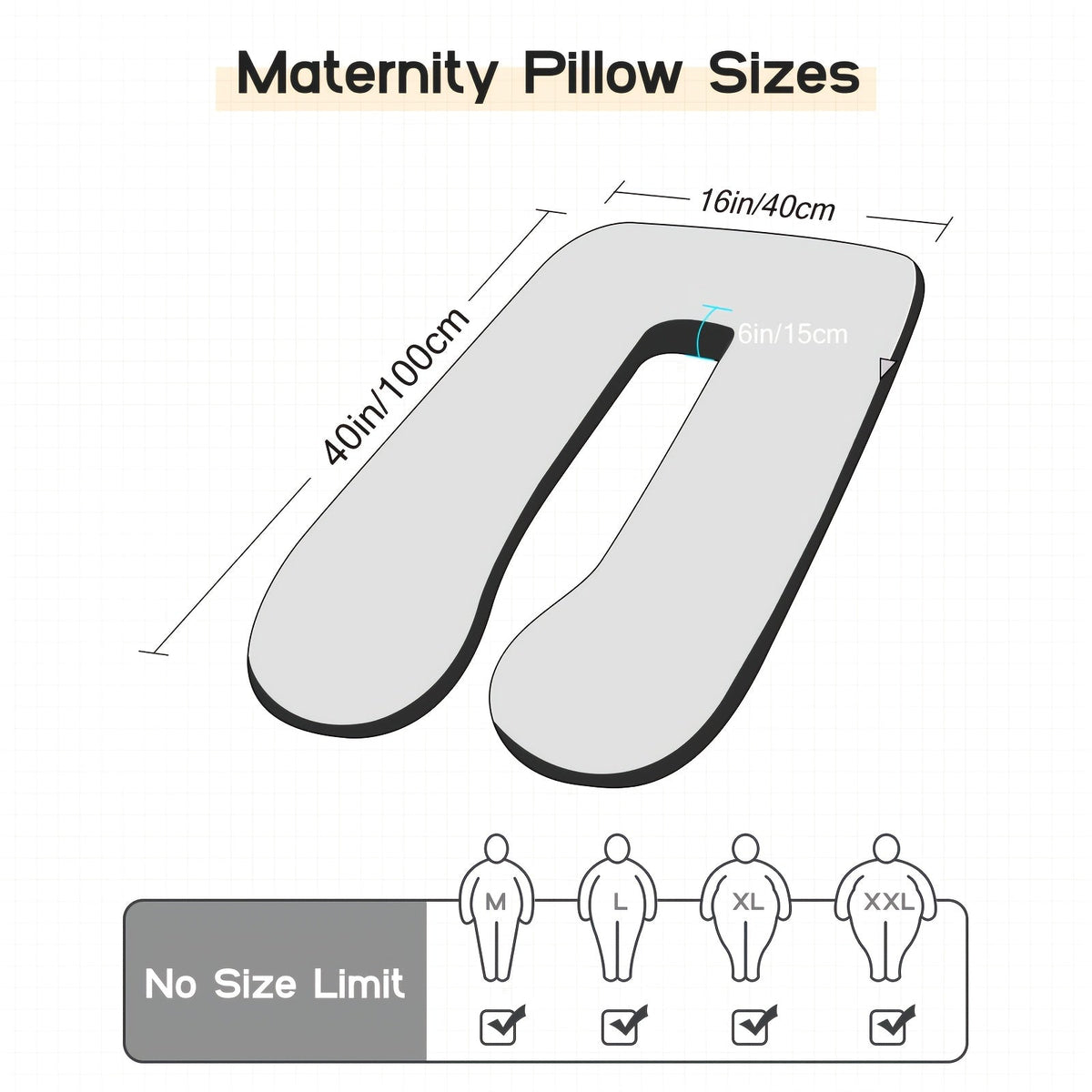 47-Inch U-Shaped Pregnancy Pillow - Removable Pillowcase and Full-Body Shape – view 2