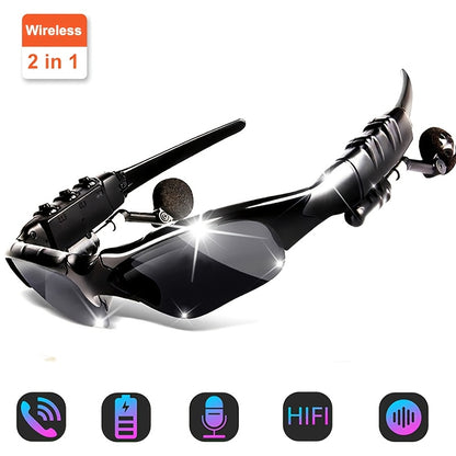 Smart Glasses Bluetooth Wireless Headphones - Open Ear Audio Hands-Free Calls Music Navigation Noise Cancelling Mic Driving Outdoor Men Women